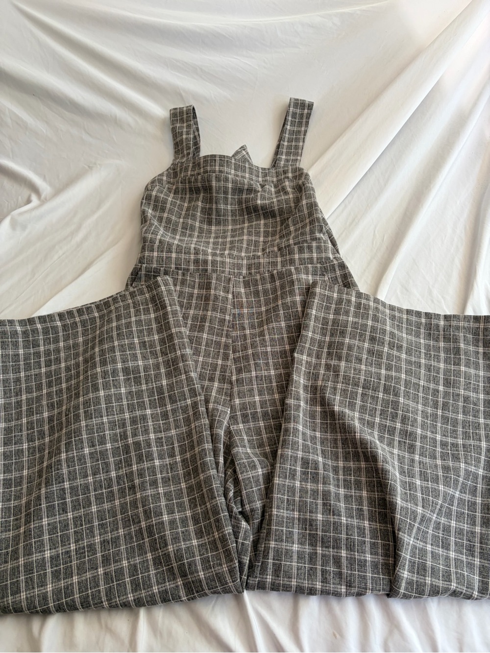 entro Gray Plaid Wide-Leg Jumpsuit/tie in back size M